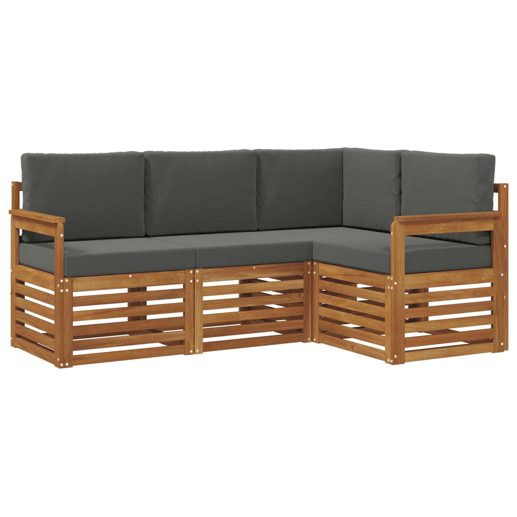 vidaXL Zestawy sof 4 pcs Naturalny i Antracytowy Lite Drewno Akacji