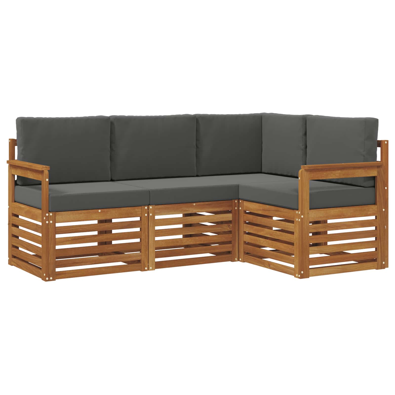 vidaXL Zestawy sof 4 pcs Naturalny i Antracytowy Lite Drewno Akacji