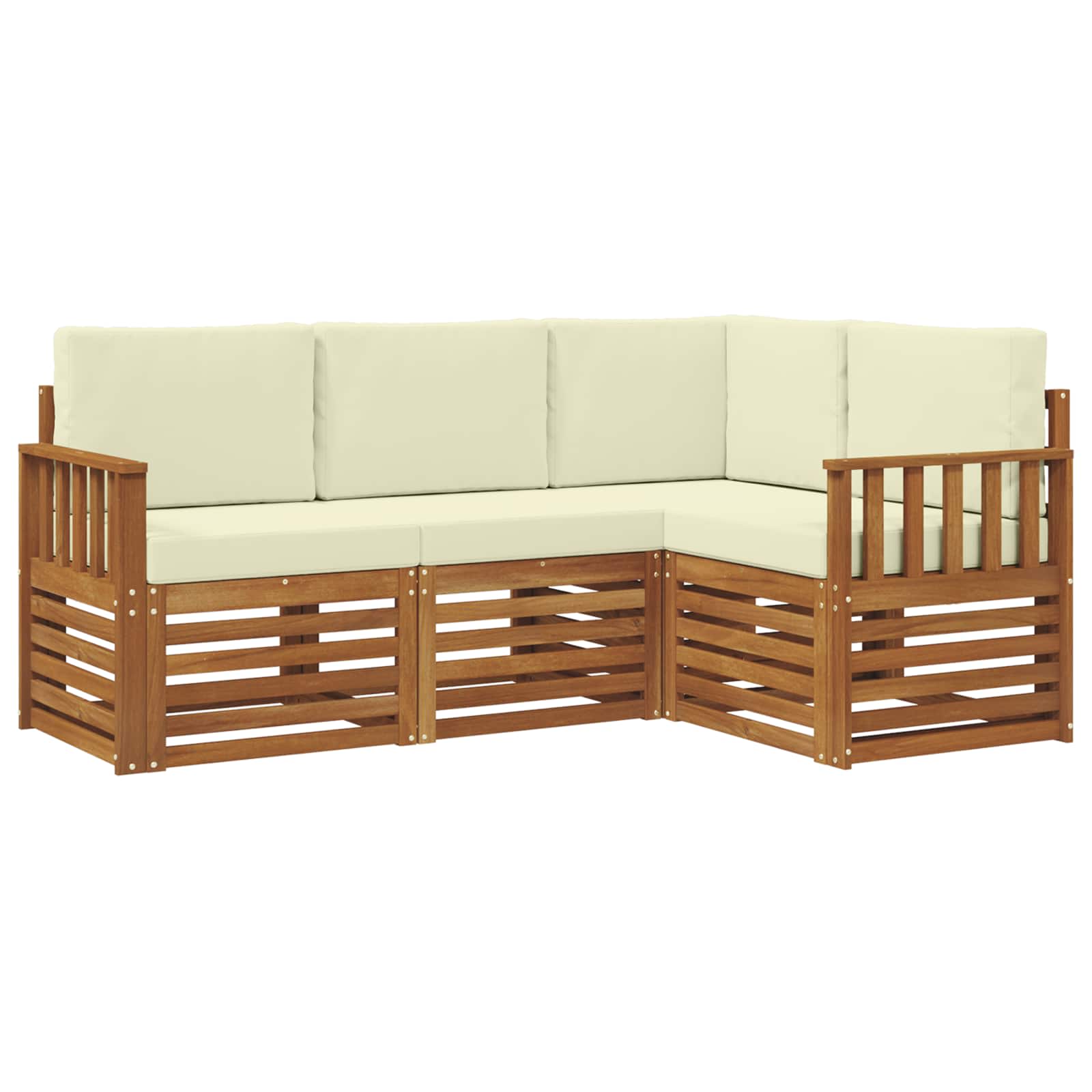 vidaXL Zestawy sof 4 pcs Naturalny i Kremowy Lite Drewno Akacji