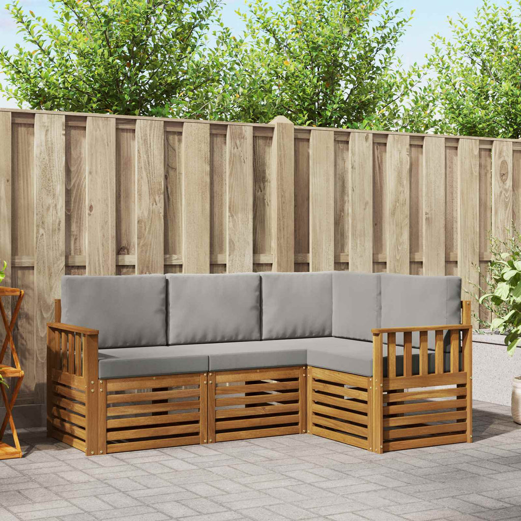 vidaXL Zestawy sof 4 pcs Naturalny i Jasny Szary Lite Drewno Akacji