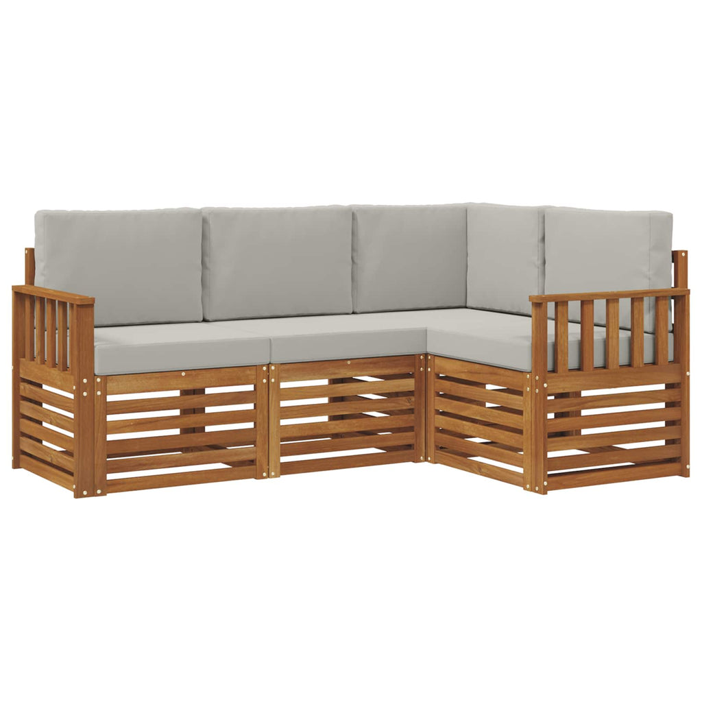 vidaXL Zestawy sof 4 pcs Naturalny i Jasny Szary Lite Drewno Akacji