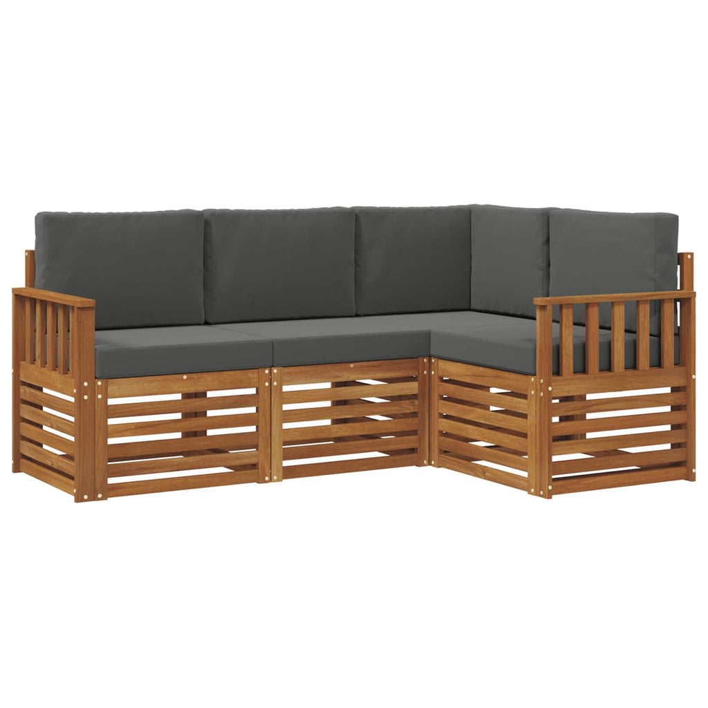 vidaXL Zestawy sof 4 pcs Naturalny i Antracytowy Lite Drewno Akacji