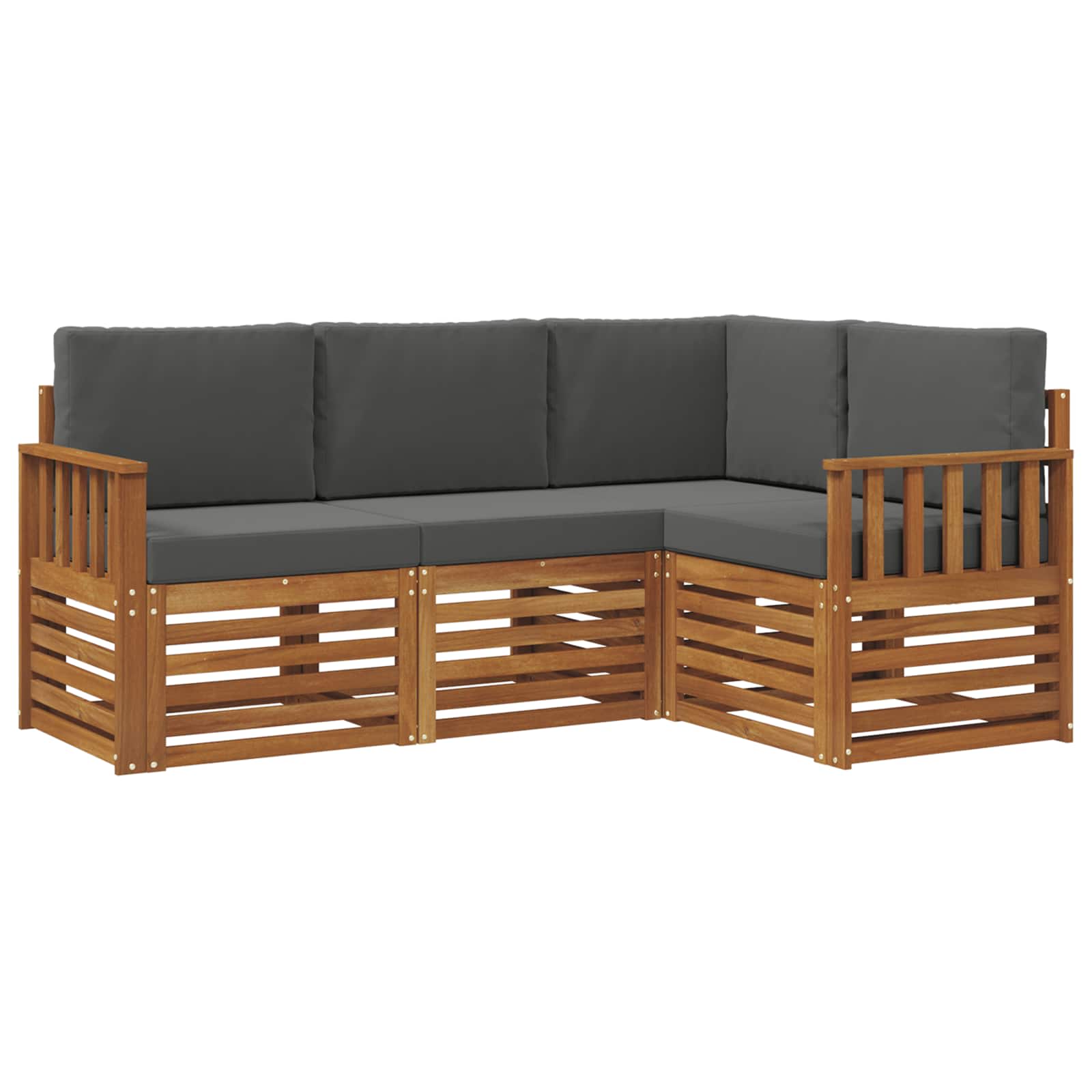 vidaXL Zestawy sof 4 pcs Naturalny i Antracytowy Lite Drewno Akacji