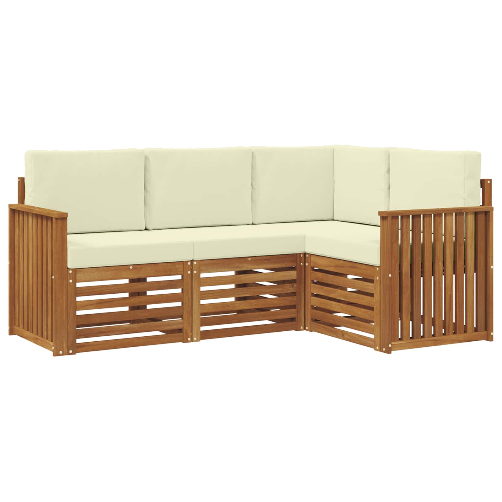 vidaXL Zestawy sof 4 pcs Naturalny i Kremowy Lite Drewno Akacji