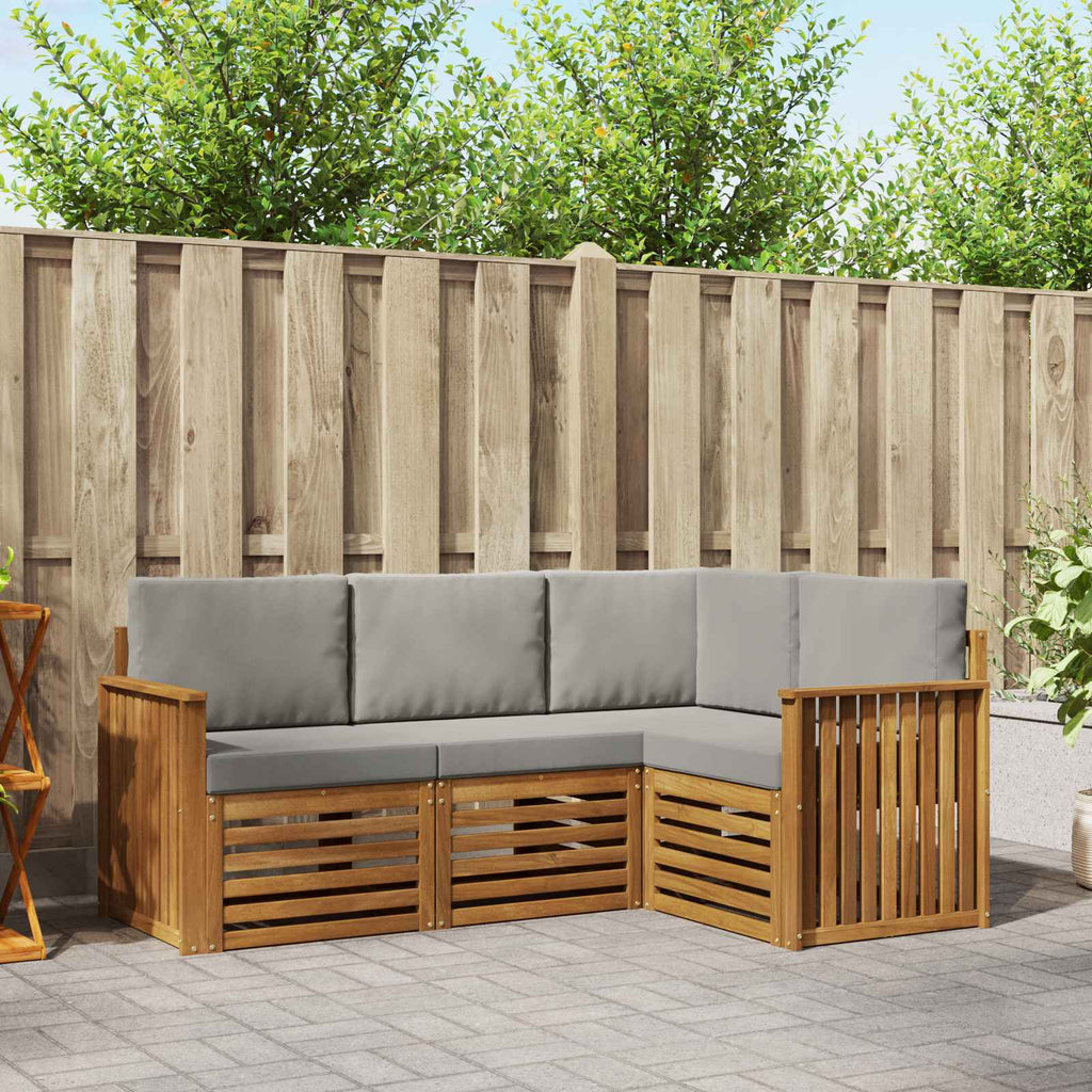 vidaXL Zestawy sof 4 pcs Naturalny i Jasny Szary Lite Drewno Akacji