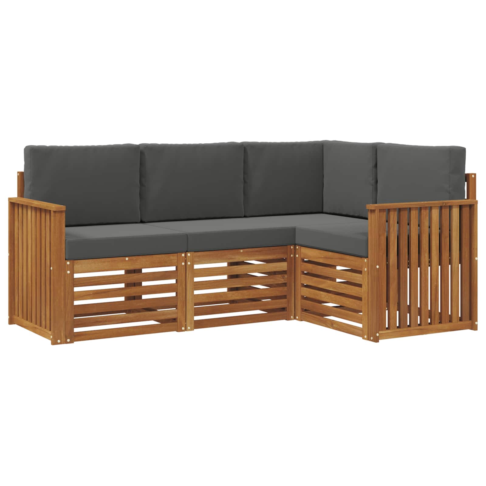 vidaXL Zestawy sof 4 pcs Naturalny i Antracytowy Lite Drewno Akacji