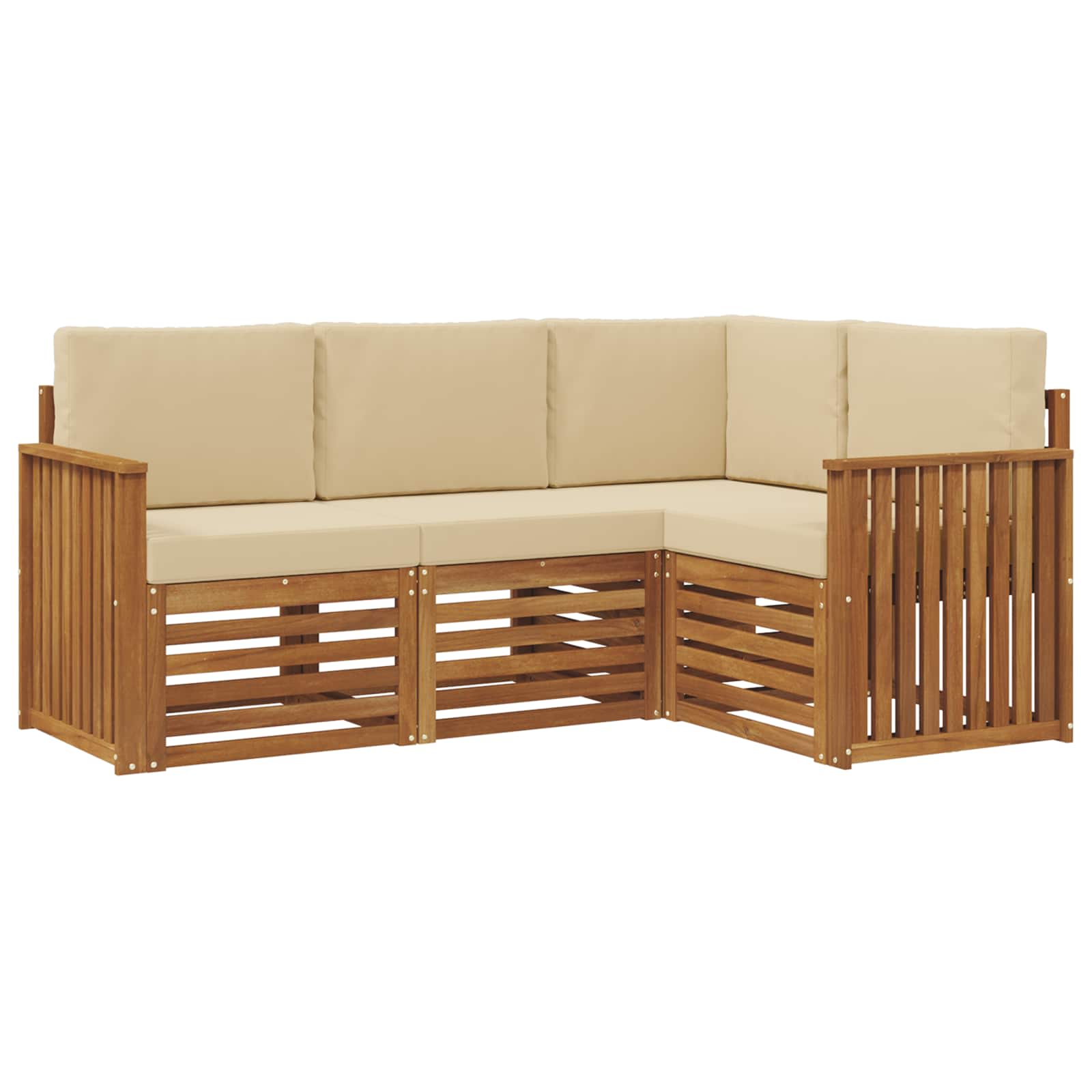 vidaXL Zestawy sof 4 pcs Naturalny i Beżowy Lite Drewno Akacji