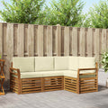 vidaXL Zestawy sof 4 pcs Naturalny i Kremowy Lite Drewno Akacji