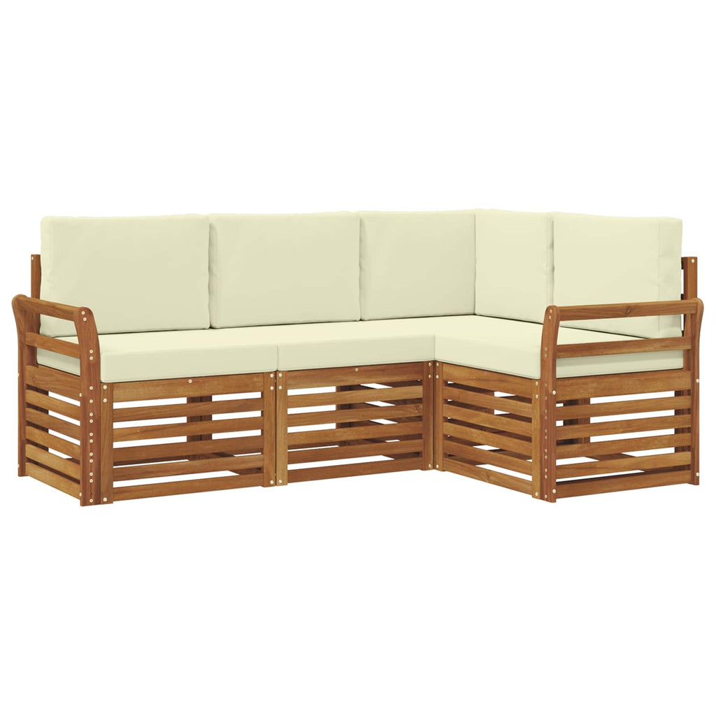 vidaXL Zestawy sof 4 pcs Naturalny i Kremowy Lite Drewno Akacji
