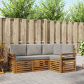 vidaXL Zestawy sof 4 pcs Naturalny i Jasny Szary Lite Drewno Akacji