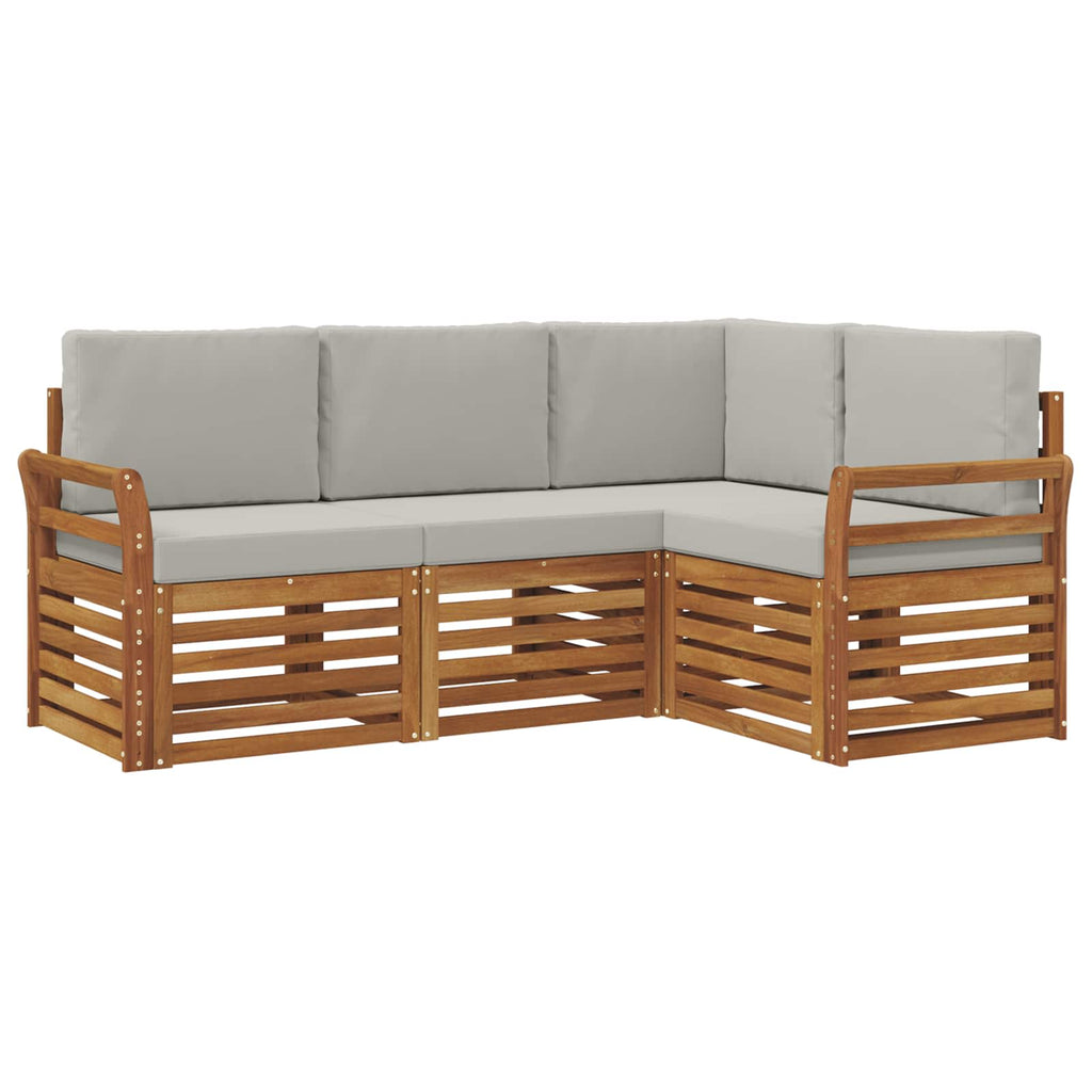 vidaXL Zestawy sof 4 pcs Naturalny i Jasny Szary Lite Drewno Akacji
