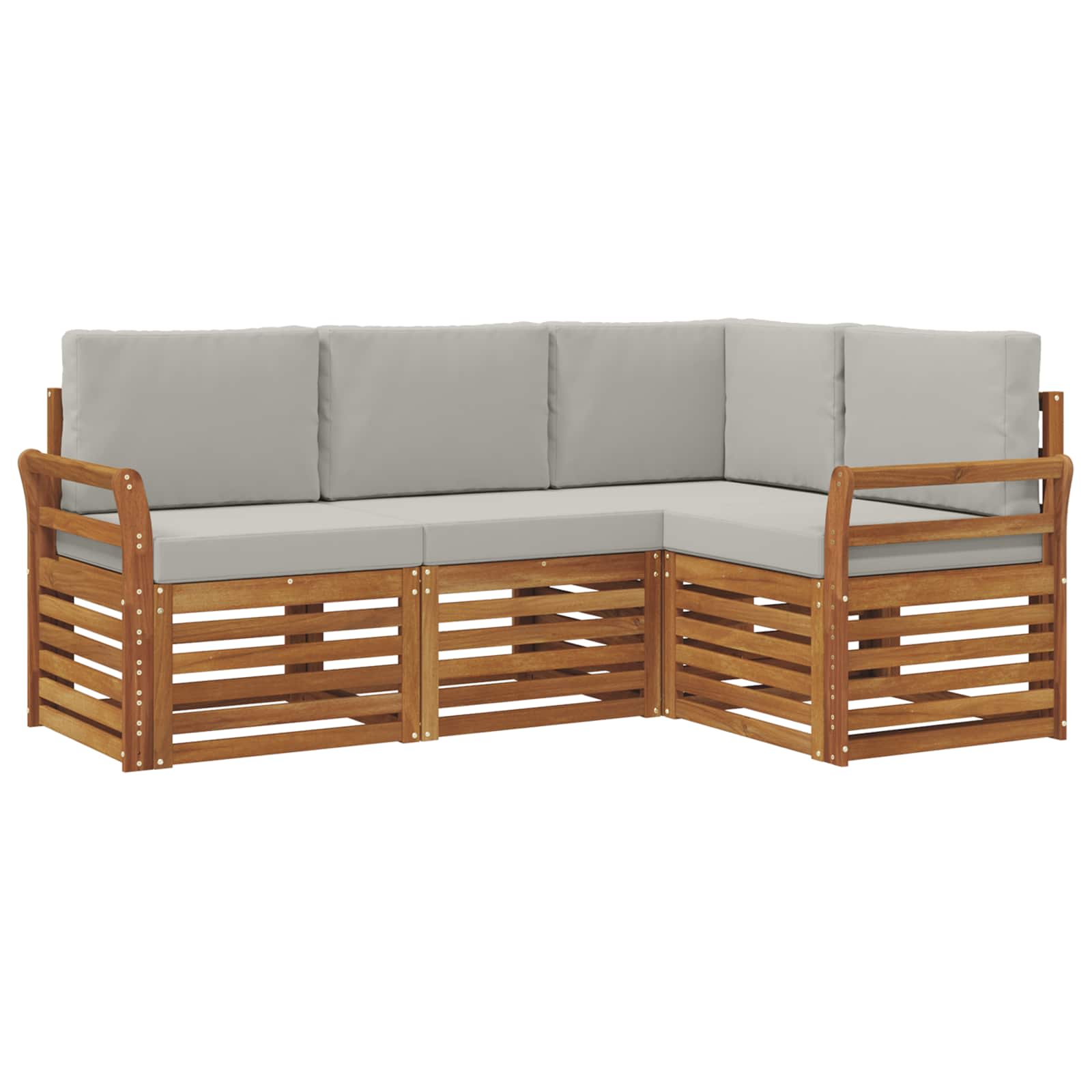 vidaXL Zestawy sof 4 pcs Naturalny i Jasny Szary Lite Drewno Akacji