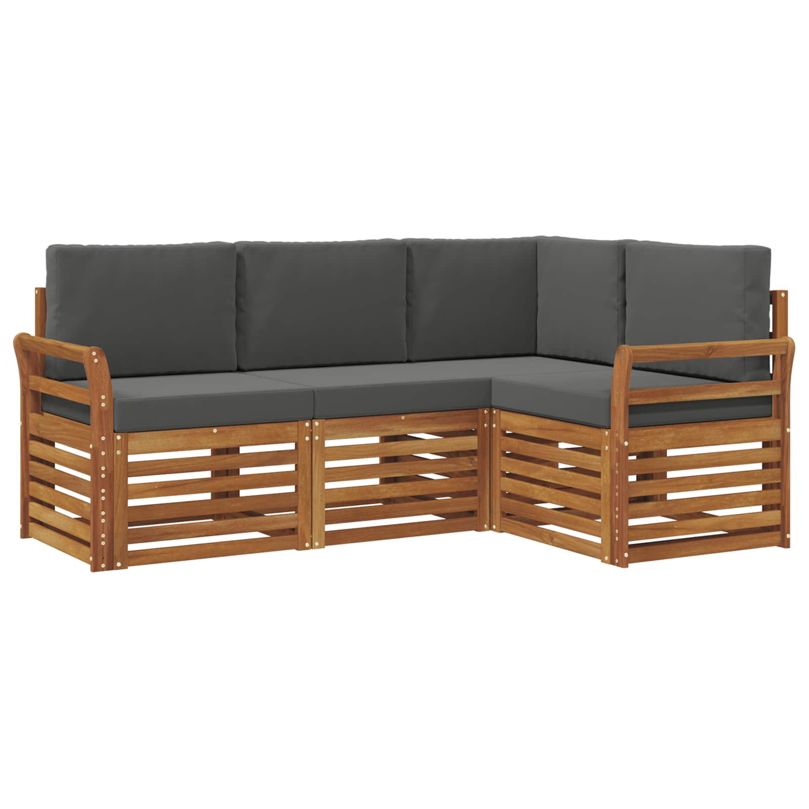 vidaXL Zestawy sof 4 pcs Naturalny i Antracytowy Lite Drewno Akacji