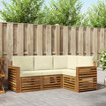 vidaXL Zestawy sof 4 pcs Naturalny i Kremowy Lite Drewno Akacji