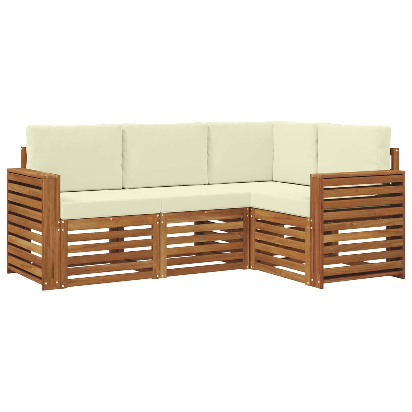 vidaXL Zestawy sof 4 pcs Naturalny i Kremowy Lite Drewno Akacji
