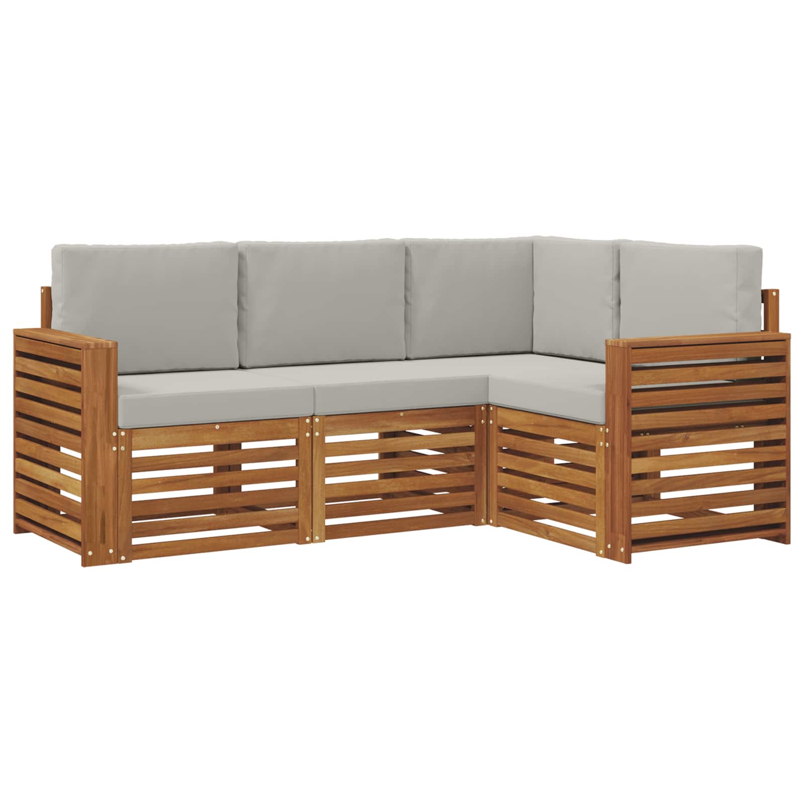 vidaXL Zestawy sof 4 pcs Naturalny i Jasny Szary Lite Drewno Akacji