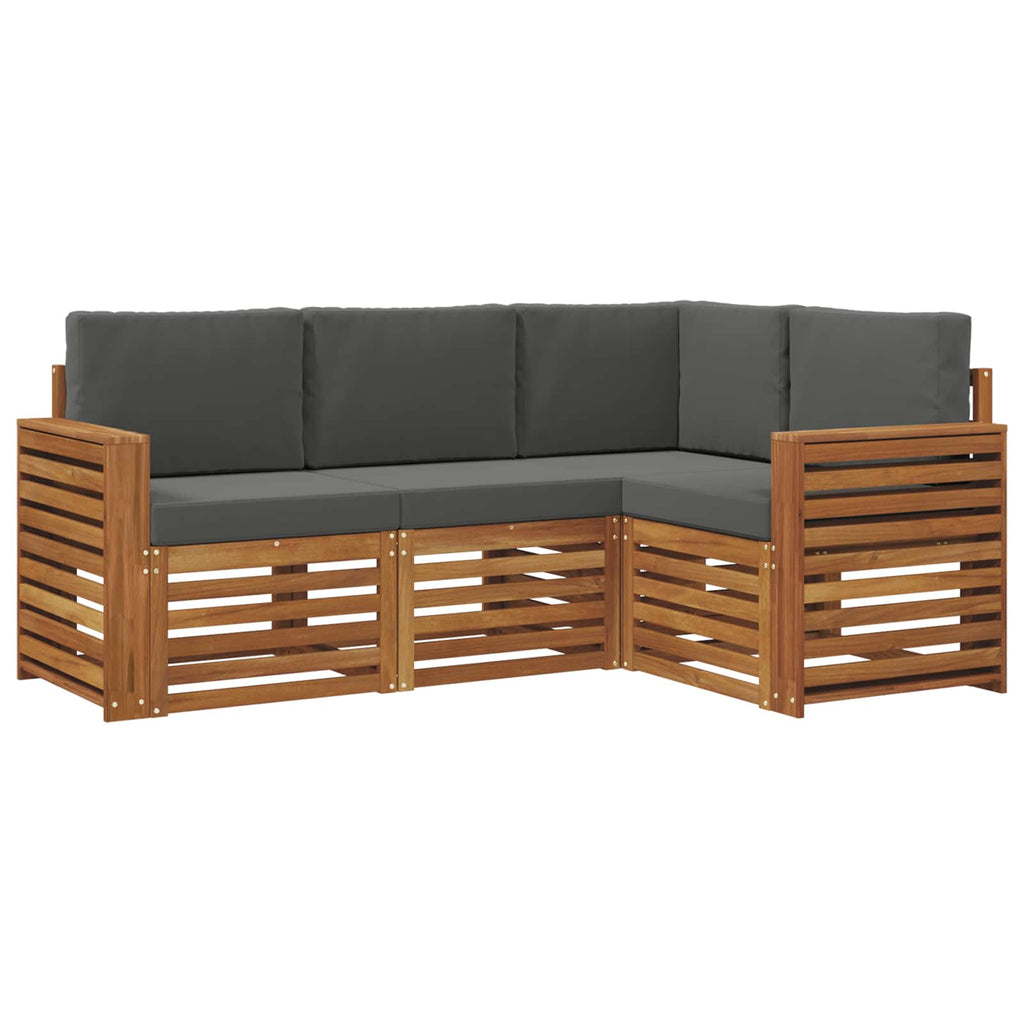 vidaXL Zestawy sof 4 pcs Naturalny i Antracytowy Lite Drewno Akacji