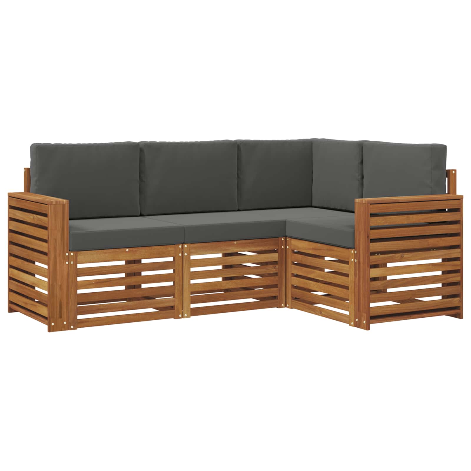 vidaXL Zestawy sof 4 pcs Naturalny i Antracytowy Lite Drewno Akacji