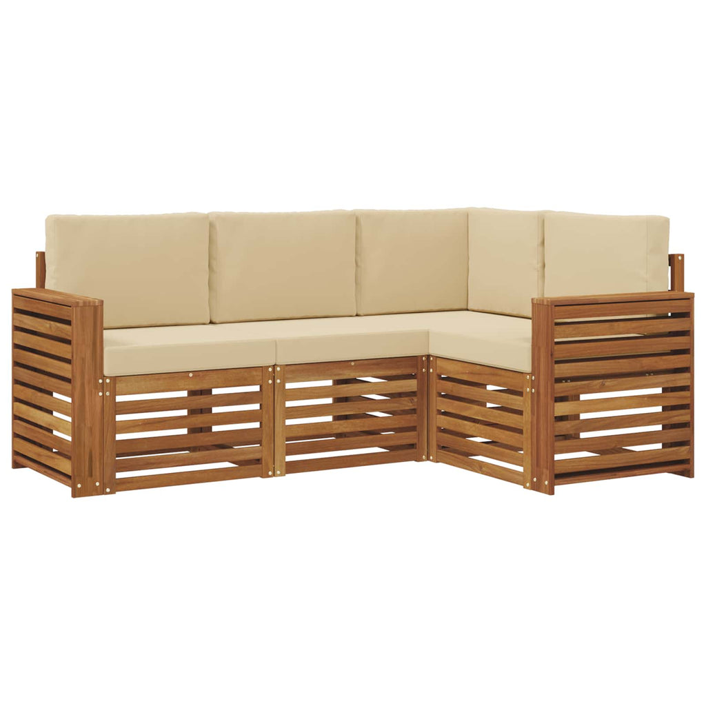 vidaXL Zestawy sof 4 pcs Naturalny i Beżowy Lite Drewno Akacji