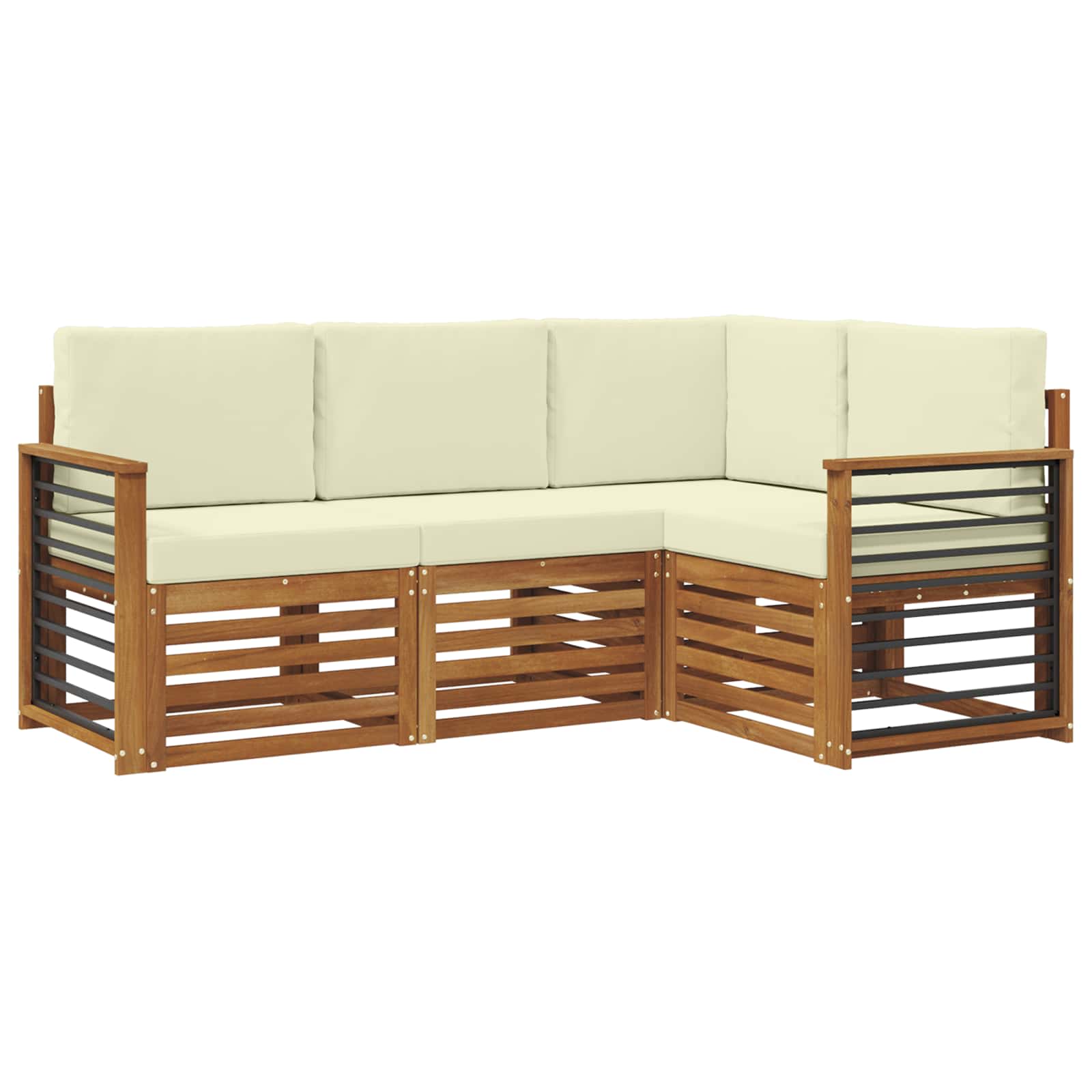 vidaXL Zestawy sof 4 pcs Naturalny i Kremowy Lite Drewno Akacji