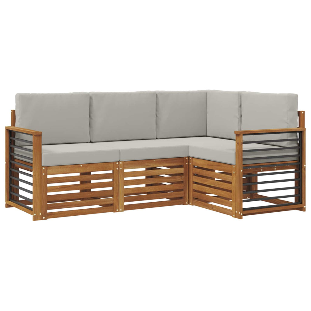 vidaXL Zestawy sof 4 pcs Naturalny i Jasny Szary Lite Drewno Akacji