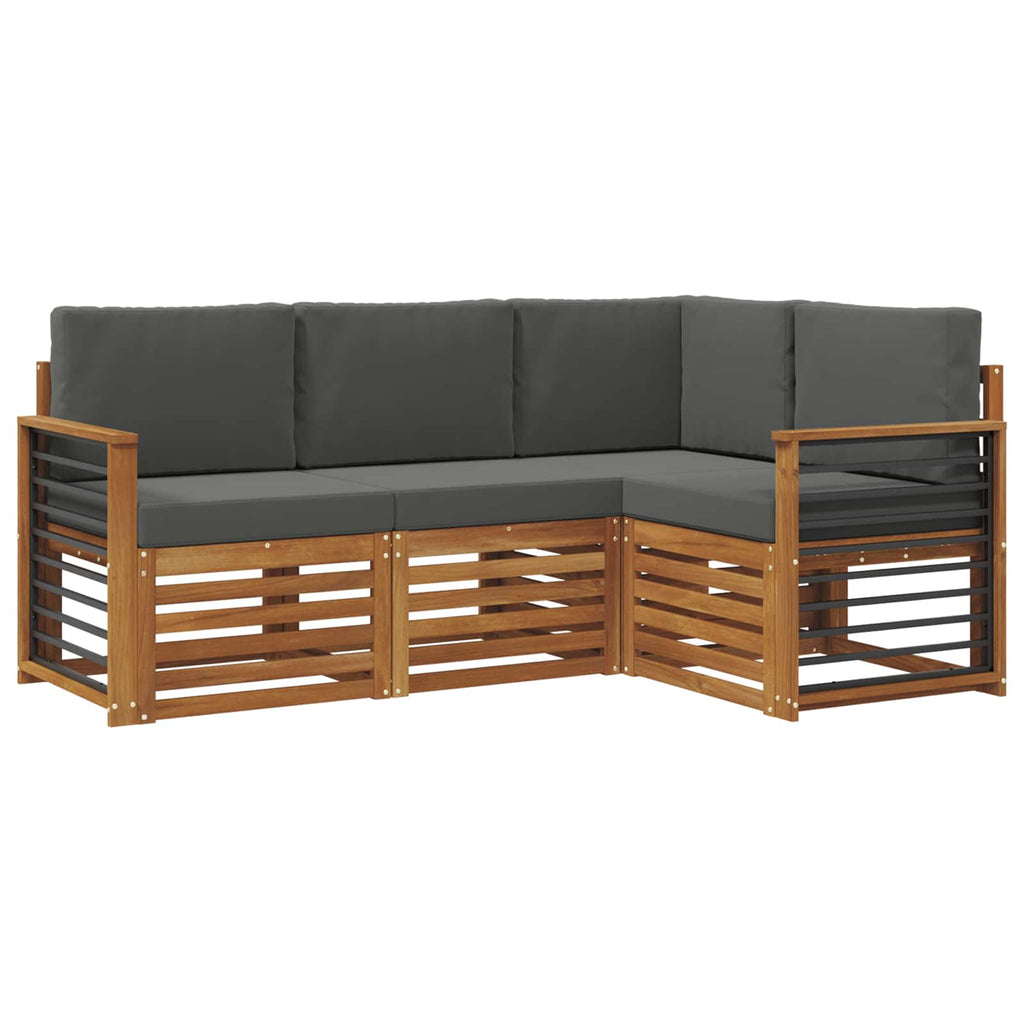 vidaXL Zestawy sof 4 pcs Naturalny i Antracytowy Lite Drewno Akacji