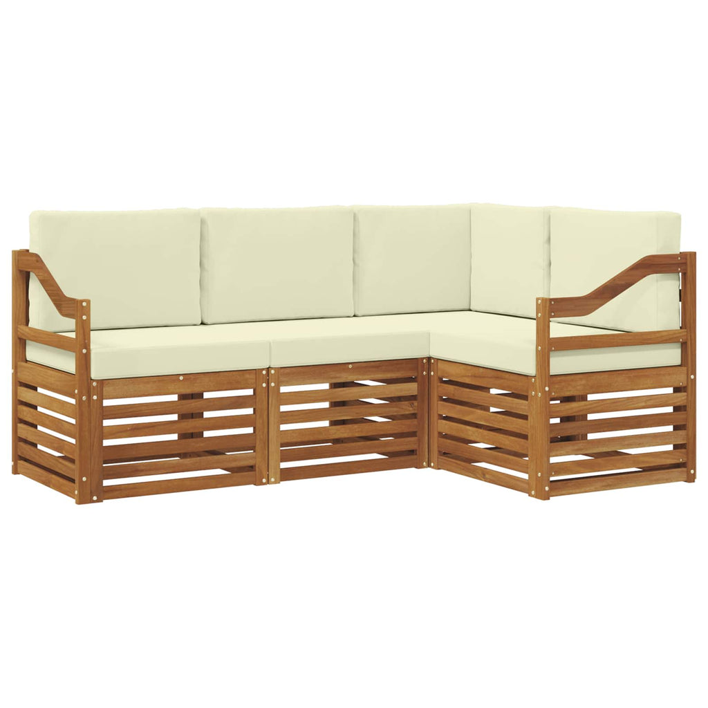 vidaXL Zestawy sof 4 pcs Naturalny i Kremowy Lite Drewno Akacji