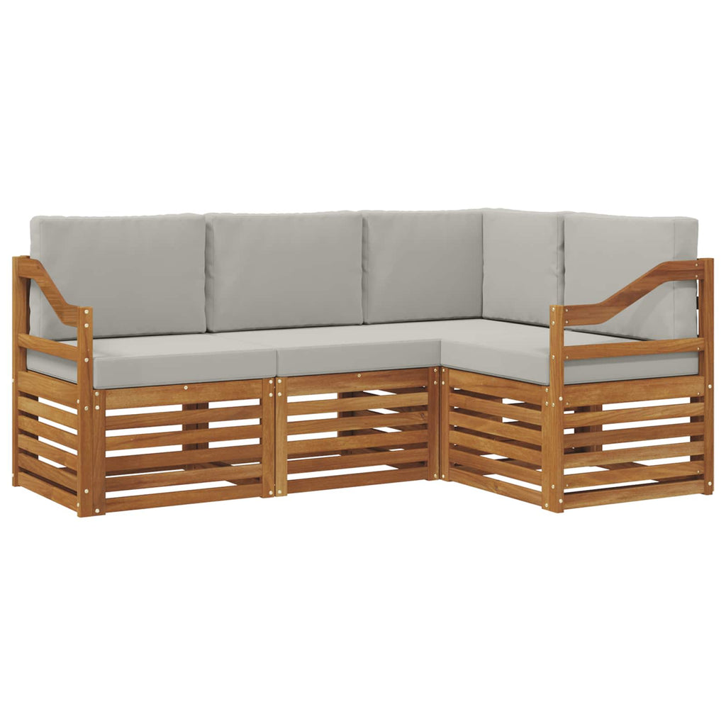 vidaXL Zestawy sof 4 pcs Naturalny i Jasny Szary Lite Drewno Akacji