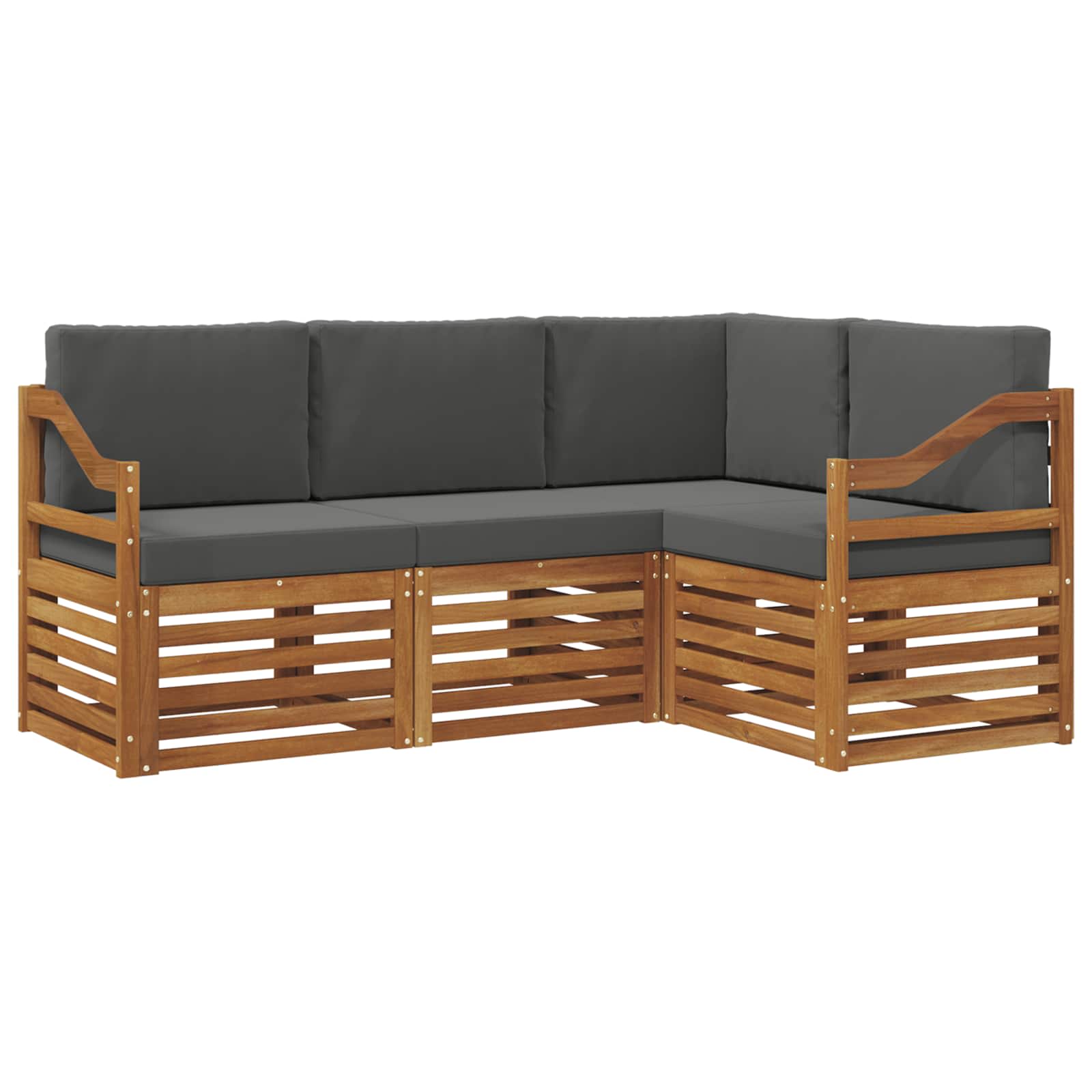 vidaXL Zestawy sof 4 pcs Naturalny i Antracytowy Lite Drewno Akacji