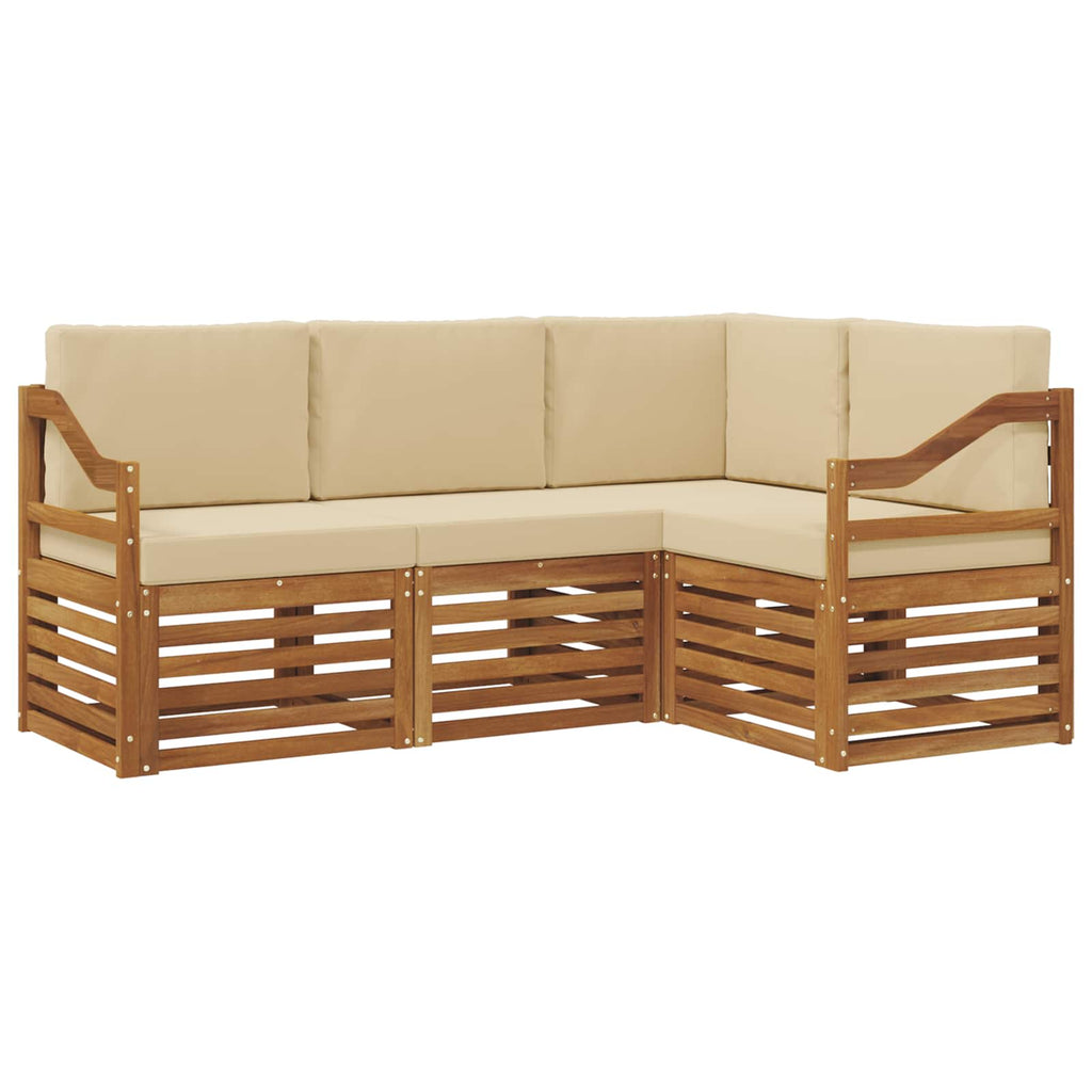 vidaXL Zestawy sof 4 pcs Naturalny i Beżowy Lite Drewno Akacji