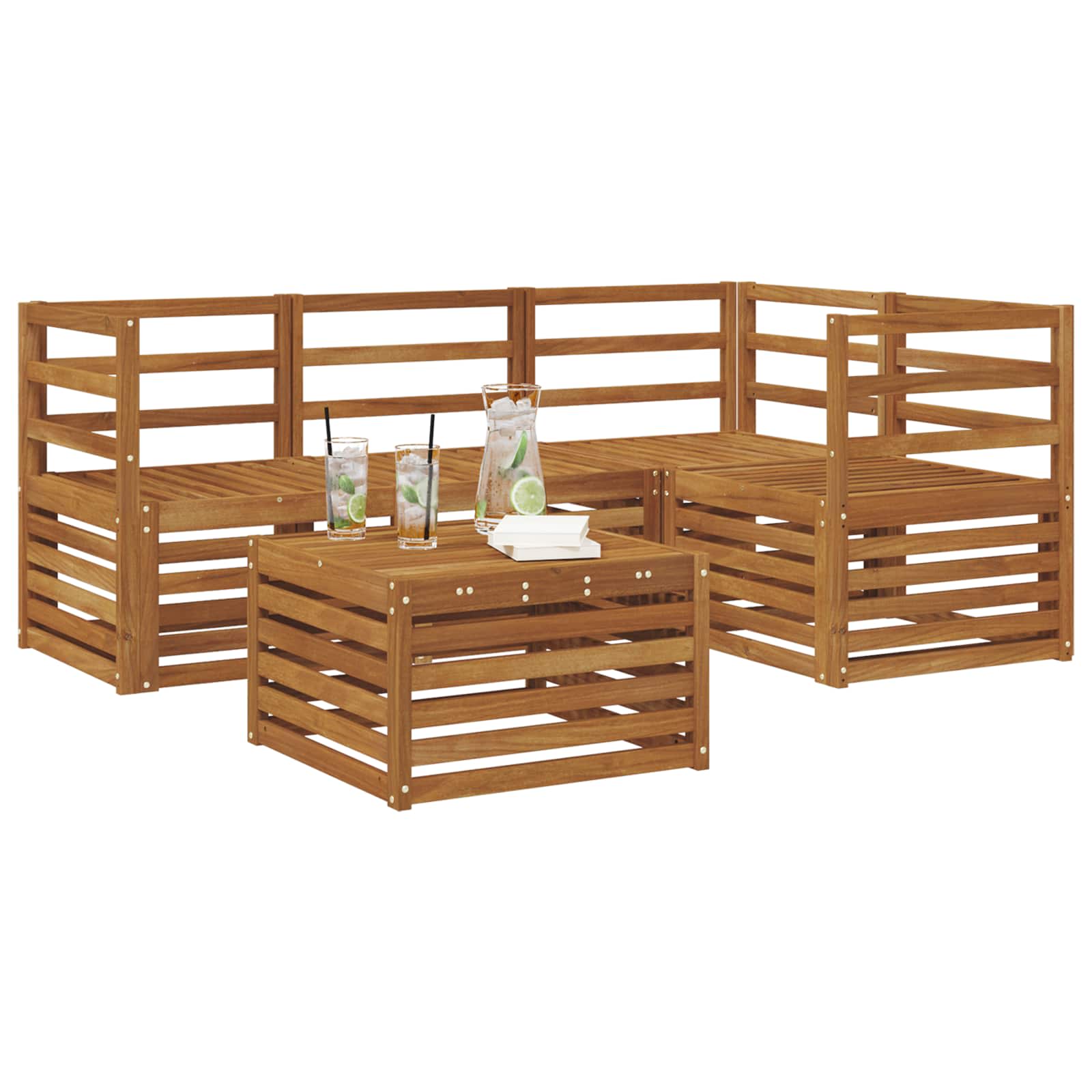 vidaXL Zestaw sof na zewnątrz 5 pcs Naturalny