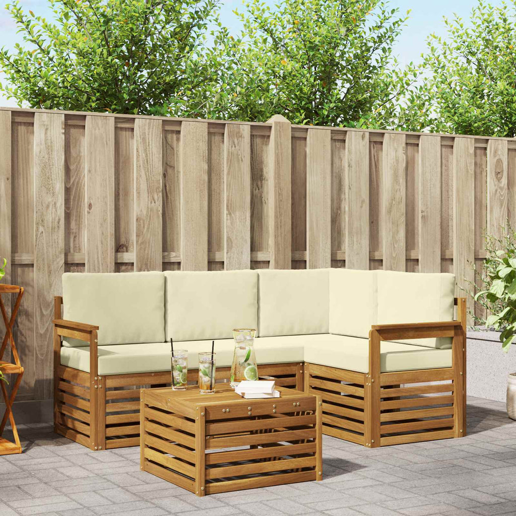 vidaXL Zestaw sof na zewnątrz z poduszką 5 pcs Naturalny i Kremowy