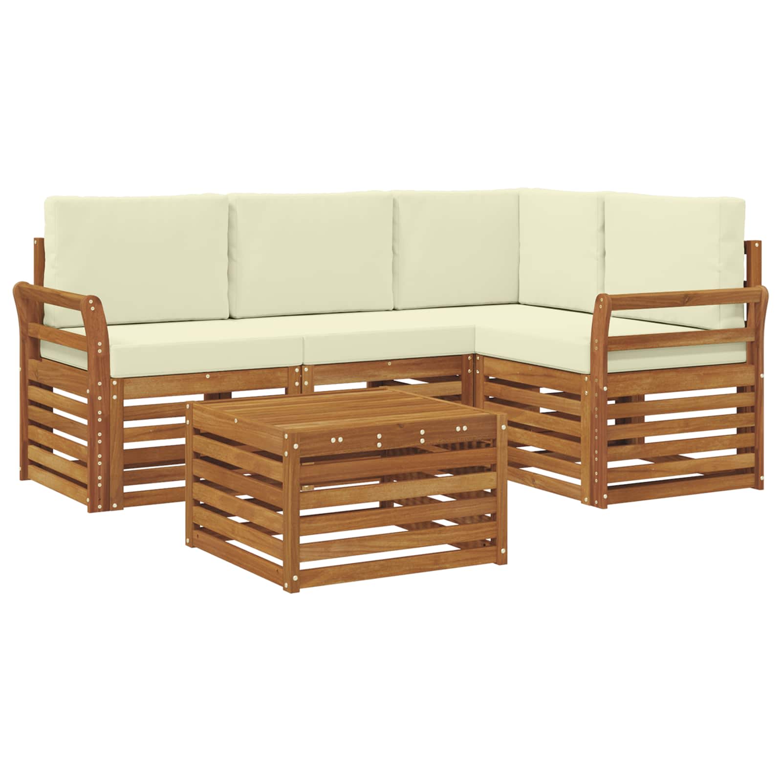 vidaXL Zestaw sof na zewnątrz z poduszką 5 pcs Naturalny i Kremowy