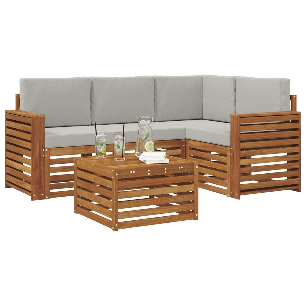 vidaXL Zestaw sof na zewnątrz z poduszką 5 pcs Naturalny i Jasny Szary