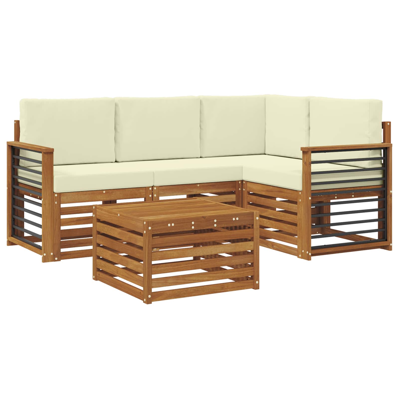 vidaXL Zestaw sof na zewnątrz z poduszką 5 pcs Naturalny i Kremowy