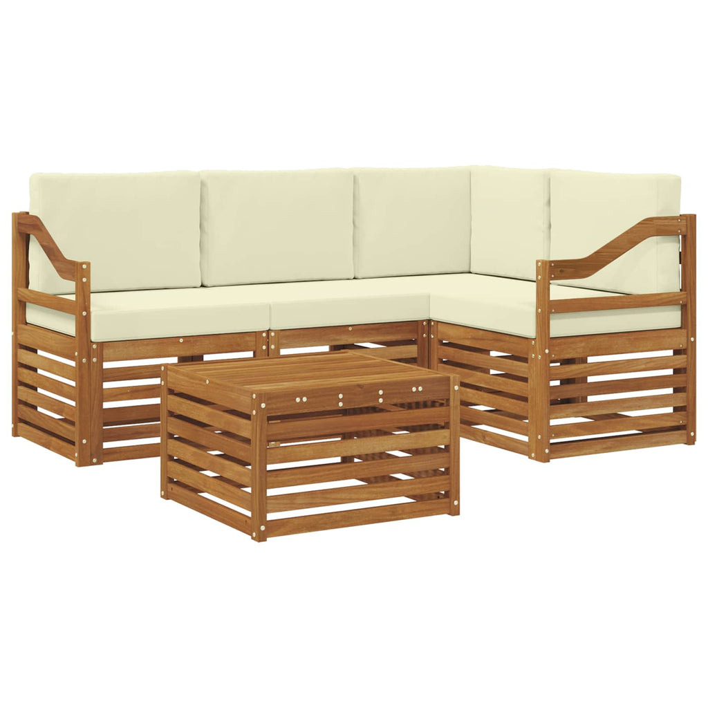 vidaXL Zestaw sof na zewnątrz z poduszką 5 pcs Naturalny i Kremowy