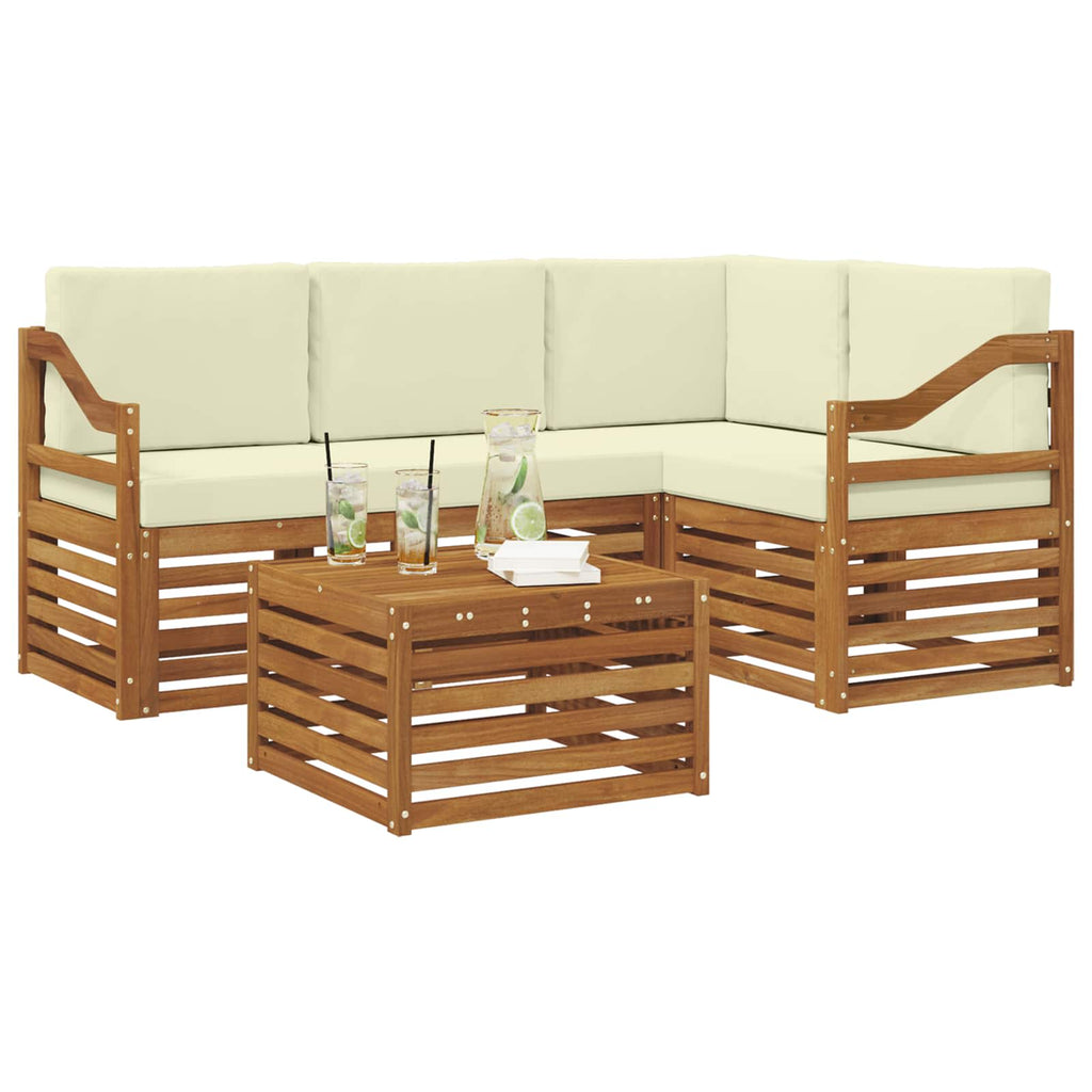 vidaXL Zestaw sof na zewnątrz z poduszką 5 pcs Naturalny i Kremowy