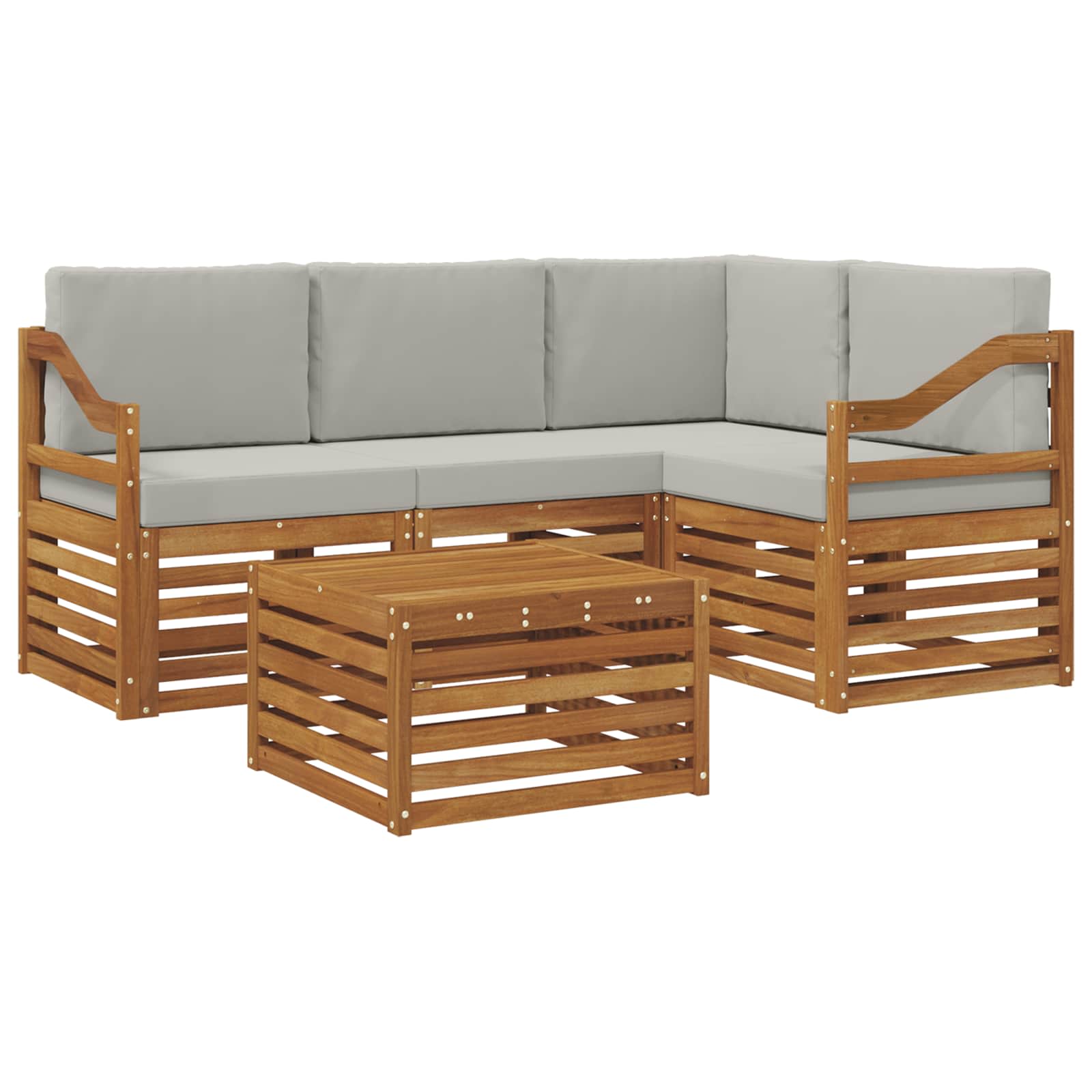 vidaXL Zestaw sof na zewnątrz z poduszką 5 pcs Naturalny i Jasny Szary