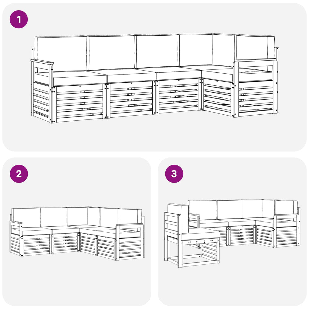 vidaXL Zestaw sofy narożnej z poduszką 5 pcs Naturalny i Antracytowy