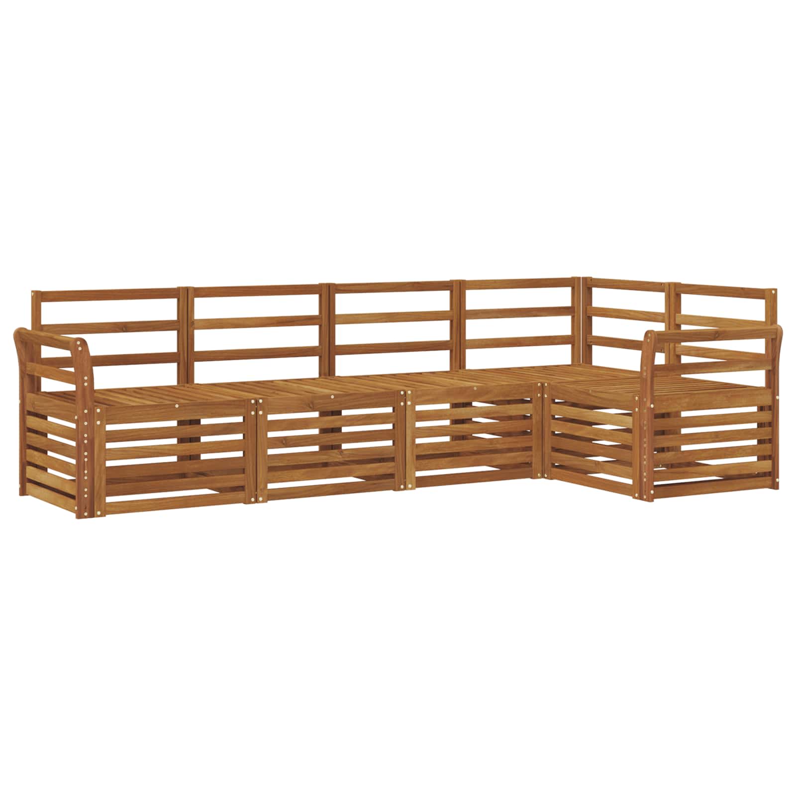 vidaXL Zestaw sofy narożnej 5 pcs Naturalny Lite Drewno Akacji