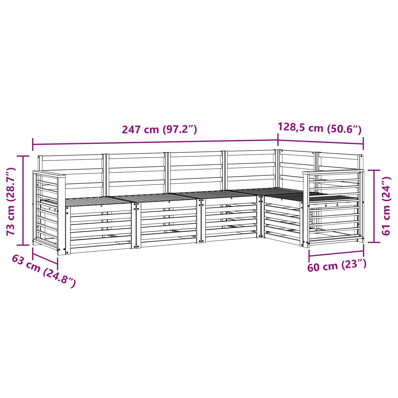 vidaXL Zestawy sof 5 pcs Naturalny Lite Drewno Akacji