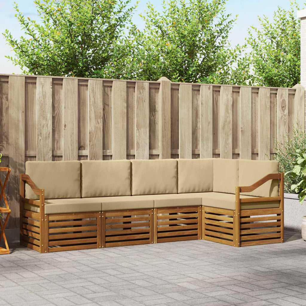 vidaXL Zestaw sofy narożnej z poduszką 5 pcs Naturalny i Beżowy
