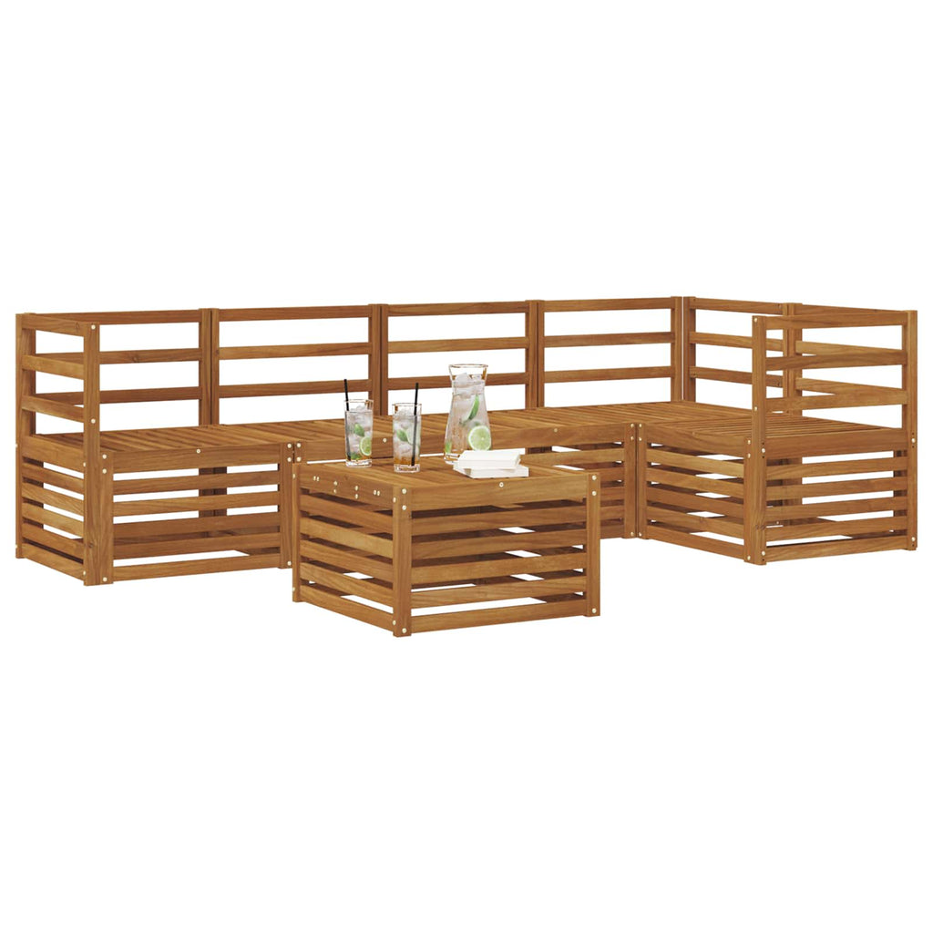 vidaXL Zestaw sofy narożnej 6 pcs Naturalny Lite Drewno Akacji
