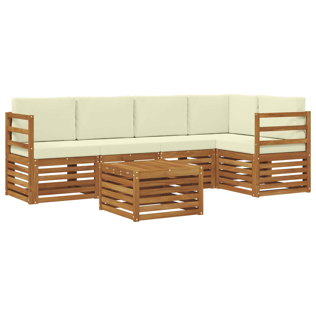 vidaXL Zestaw sofy narożnej z poduszką 6 pcs Naturalny i Kremowy