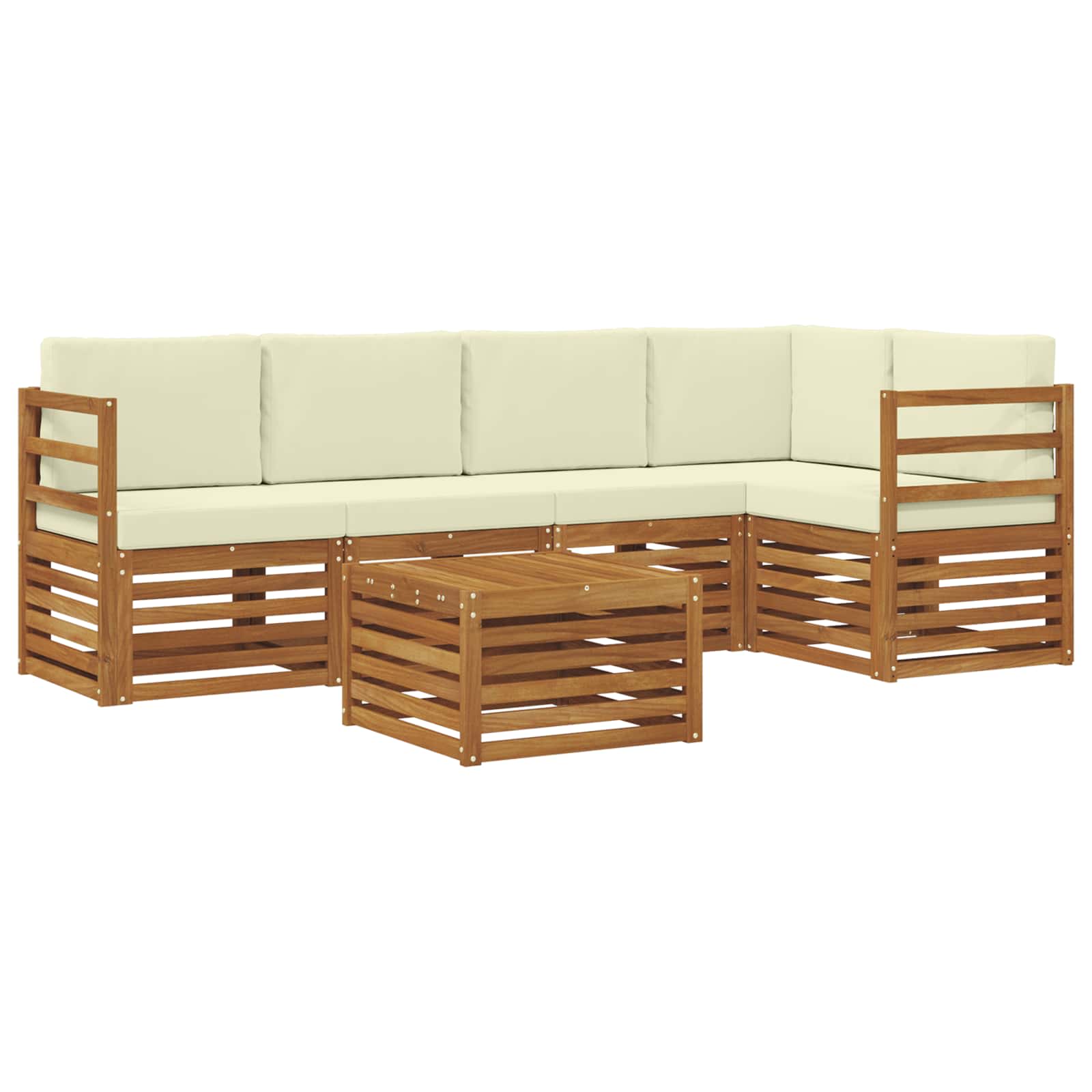 vidaXL Zestaw sofy narożnej z poduszką 6 pcs Naturalny i Kremowy