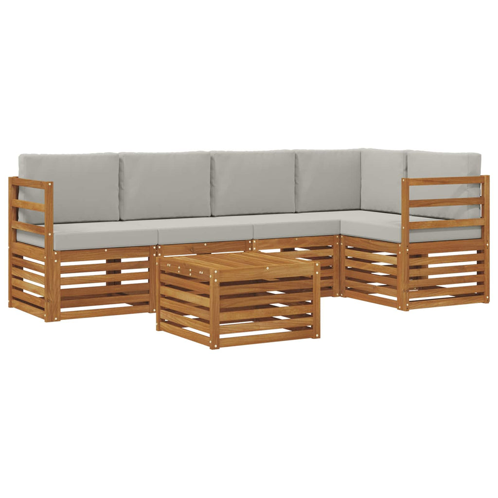 vidaXL Zestaw sofy narożnej z poduszką 6 pcs Naturalny i Jasny Szary