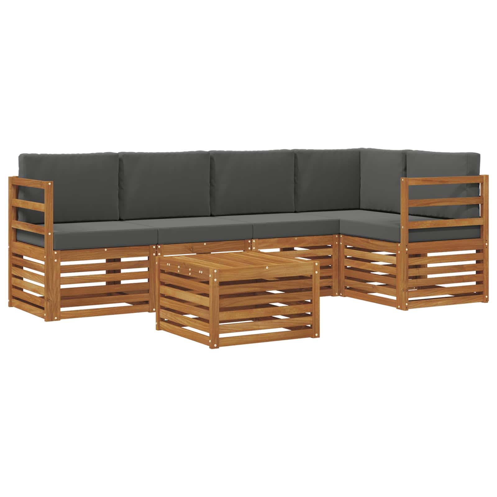 vidaXL Zestaw sofy narożnej z poduszką 6 pcs Naturalny i Antracytowy