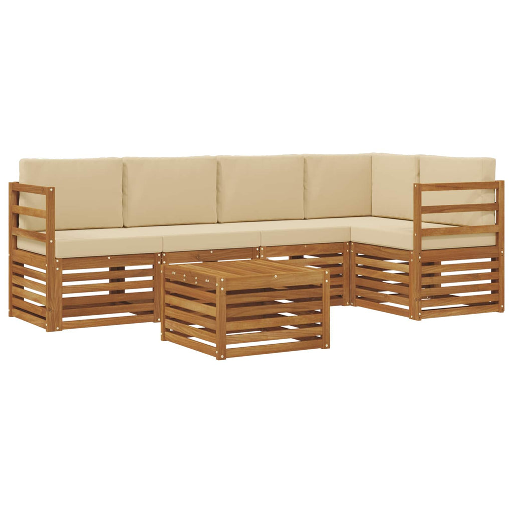 vidaXL Zestaw sofy narożnej z poduszką 6 pcs Naturalny i Beżowy