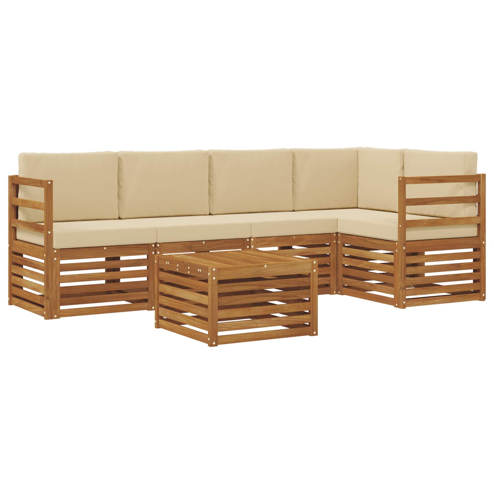 vidaXL Zestaw sofy narożnej z poduszką 6 pcs Naturalny i Beżowy