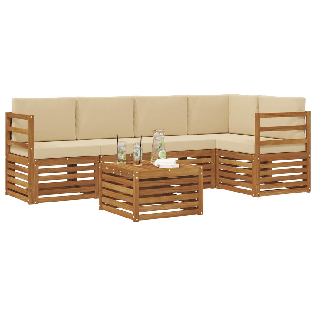 vidaXL Zestaw sofy narożnej z poduszką 6 pcs Naturalny i Beżowy